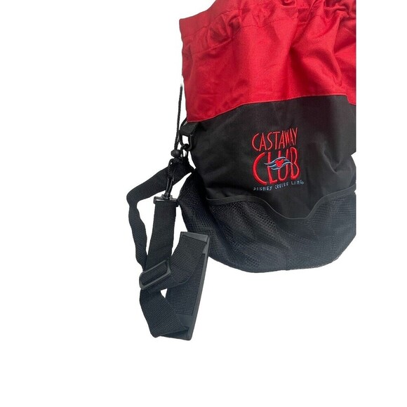 Disney Cruise Line Castaway Club Canvas Red Black Beach Tote Bag Draw String - Picture 10 of 16